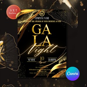 Editable Gala Invitation, Corporate Invite, Gala Night Charity Event Party Invitation, Business Invitation, Black and Gold, Business Anniversary, ala Fundraiser Banquet Invitation, Business Corporate Awards Night Invite, Printable, Gala Invitation Template, Gala Party, Corporate Fundraiser Business Invitation Anniversary, Editable Gala Invitation Template, Gala Ticket Template, Gala Party, Invite For Gala Night Charity Event Party Invitation, Fundraiser Flyer, Canva Editable