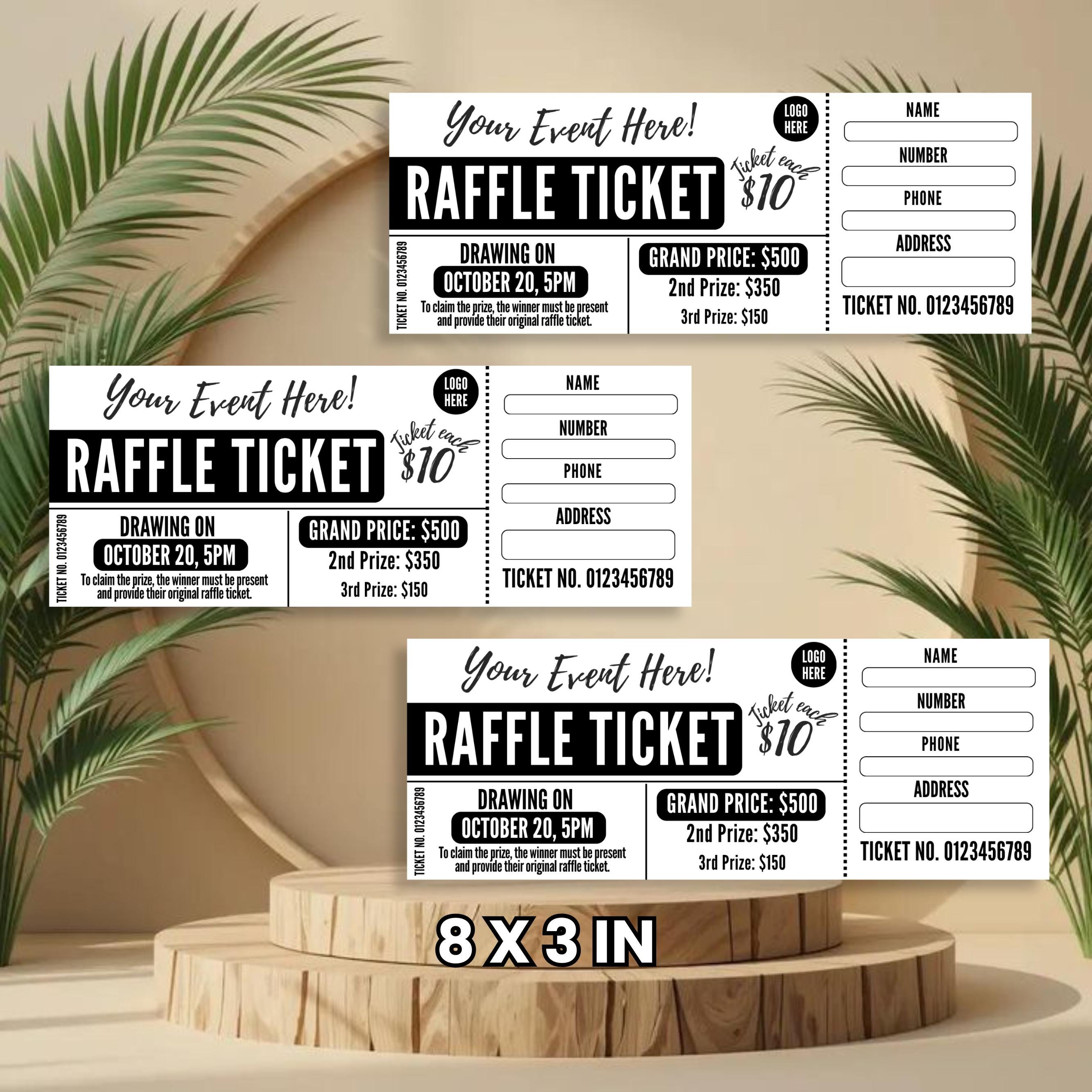 Sample Raffle Event Editable Raffle Event Ticket Template, DIY Fundraiser Tickets, Custom ...