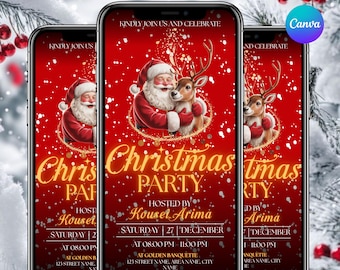 Christmas Party Invitation, Friendsmas Party Video Invite, Merry Grinch, Premade Grinch Holiday Festive Celebration Evite, Canva Editable
