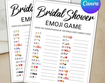 Bridal Shower Emoji Pictionary Game, Bridal Shower Emoji Game, Printable Bridal Party Game, Bridal Games, Hen Party Games, Canva Editable