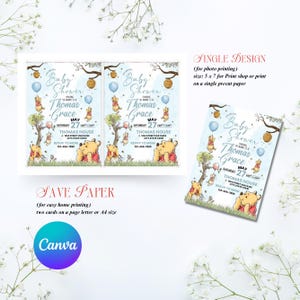 Winnie-the-pooh Baby Shower Invitation, Classic Winnie the Pooh Baby