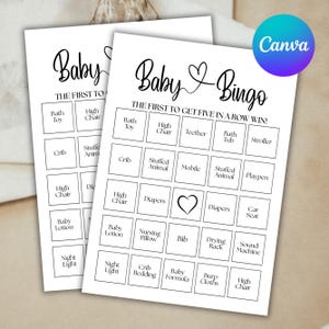 Minimalistische Babyparty Bingo Spielvorlage, Geschlechtsneutrale Babypartyspiele, Babypartyspiel, Boho Babyparty Vorlage, Canva Editierbar