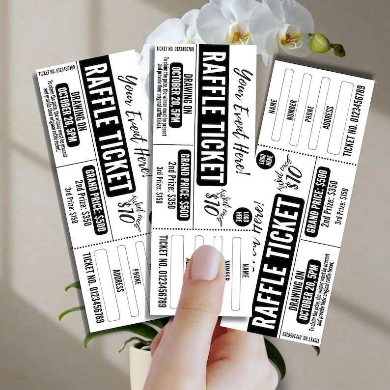 Editable Raffle Event Ticket Template, DIY Fundraiser Tickets, Custom ...