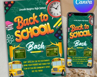 Back To School Bash Invitation: Editable End of Summer Party Flyer (Canva Editable)