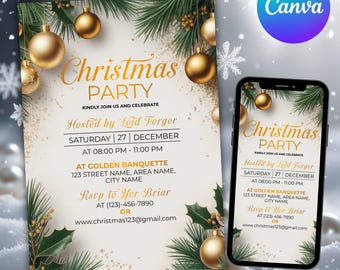Christmas Party Invitation, Friendsmas Party Invite, Merry Grinch Party, Premade Grinch Holiday Festive Celebration Evite, Canva Editable