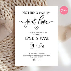Convite "Nada de especial, apenas amor", convite para recepção de casamento, anúncio de casamento minimalista, convite para recepção moderno, editável pelo Canva