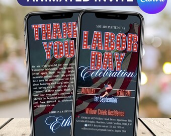 Labor Day BBQ Evite Template: Editable Party Invitation (Canva Editable)