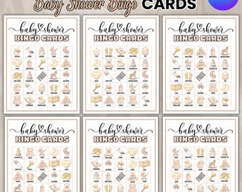 Baby Shower Bingo Cards, Printable Baby Bingo Game, Fun Baby Shower Activity, Instant Download, Baby Bingo, Bow Baby Shower, Canva Editable
