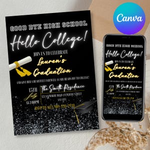 High School Goodbye Invitation, Graduation Party Invitation, Party Invitation, College Send Of Invitation, Back To School, Canva Editable