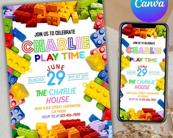 Construction Birthday Invitation: Canva Editable Kid's Party