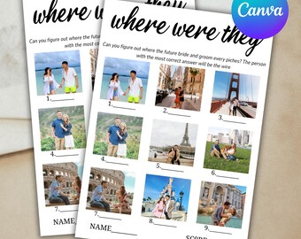 Waar waren ze-spel: minimalistisch vrijgezellenfeestspel (canva bewerkbare digitale download
