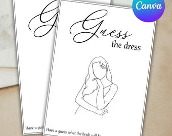 Guess the Dress Bridal Shower Game: Minimalist Design (Canva Editable, Digital Download