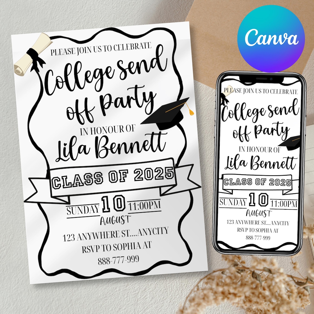 College Send off Invitation, Graduation Party Invite, Trunk Party ...