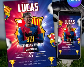 Kids Football Birthday Invitation, Soccer Birthday Invitation, Any Age Soccer Jersey, Kids Football Birthday, Bday Invite, Canva Editable