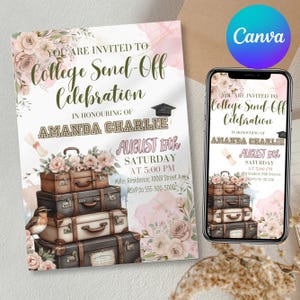 College Send Off Invitation, Graduation Party Invitation, Going Away Party, Graduation Party Invitation,  Class of 2025, Canva Editable