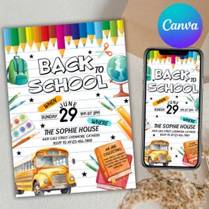 Back To School Bash Invitation: Editable Party Flyer (Canva Editable Digital Download