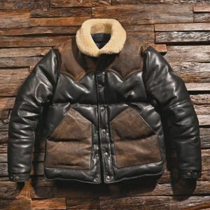 Veste en cuir de mouton pour hommes vintage classique élégant manteau matelassé chaud vêtements d'extérieur