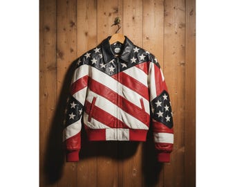 Handmade The 4th of July American Flag Jacket 'Merica jacket' Handcrafted Genuine Leather