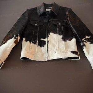 Chaqueta de piel de vaca estilo western para hombre, con pelo real sobre piel de poni, regalo para él