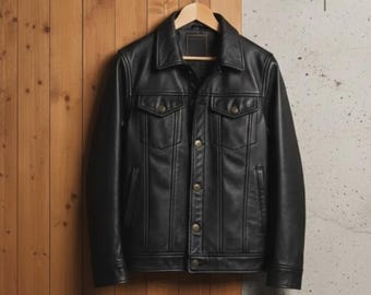 Men's Cow Leather Trucker Jacket: Levi's Style Biker Jacket