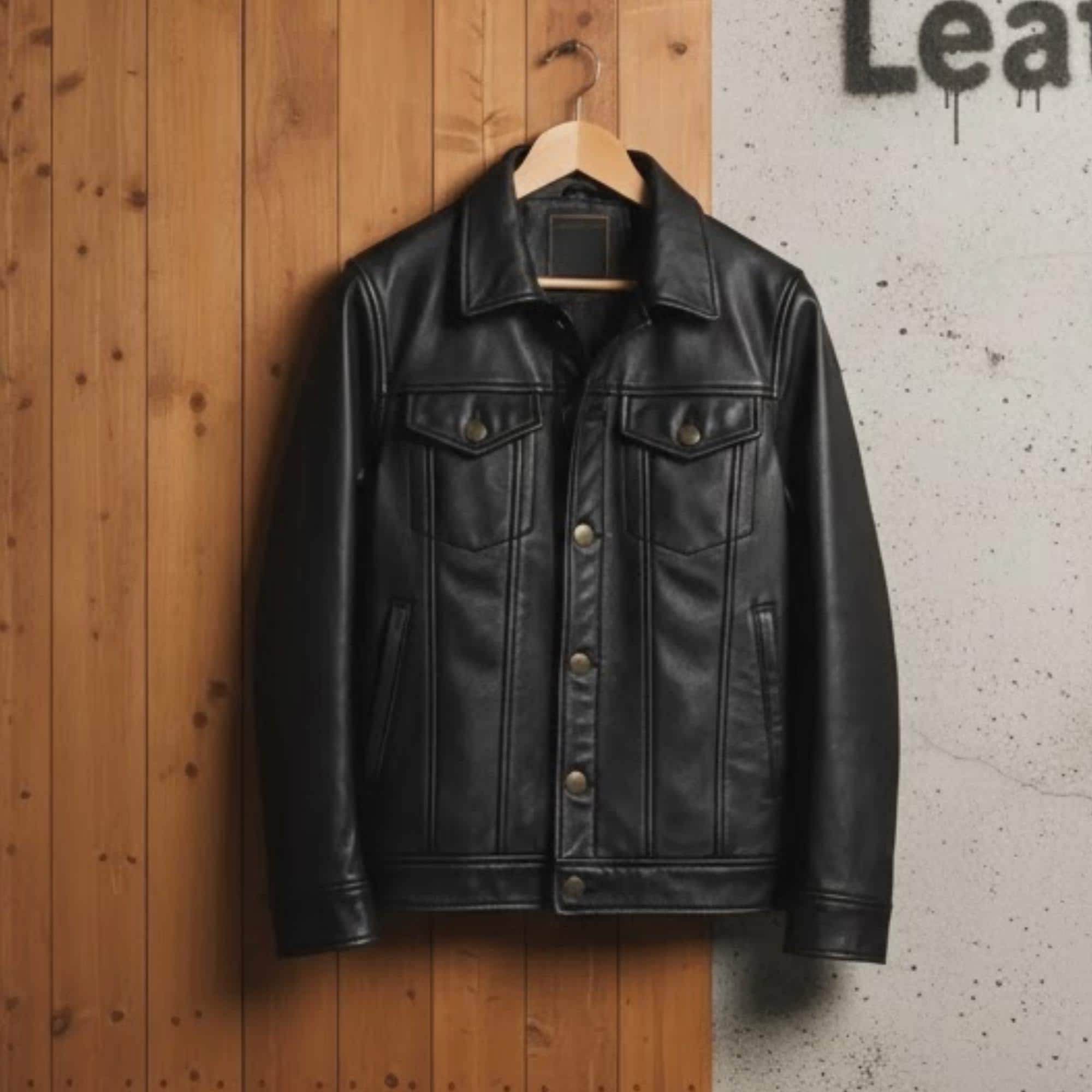 Levi's TYPEⅡ TRUCKER LEATHER JACKET PREMIUM BLACK TYPEⅡ TRUCKER
