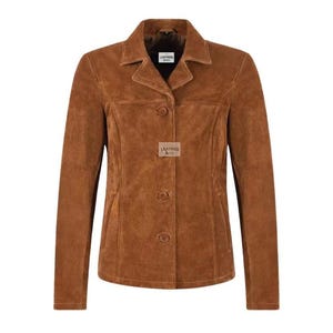 Handmade Women’s Suede Leather Jacket Notched Collar Button-Up Blazer Coat Stylish Outerwear Multi-Colour Perfect Gift Premium suede Leather
