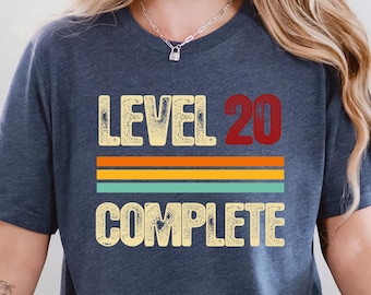 20th Anniversary Gifts for Him, Her, 20 Years Wedding Anniversary Shirt for Husband,Wife, Custom Wedding Anniversary Gift, Level 20 Complete