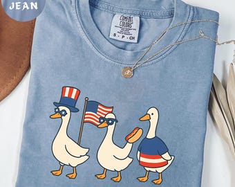 Comfort Colors® Silly Goose Shirt for 4th of July Independence Day, USA Shirt for Fourth of July, Fourth of July Goose Tee, USA Goose Shirt