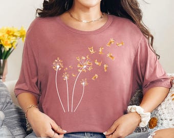 Dandelion Corgi Flower T-shirt, Cute Dog Lovers Gift Shirt, Gift For Dog Mom, Funny Dog Shirt, Dog Owner Women Shirt, Pet Owners Gifts, Dog