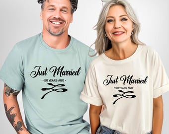 Comfort Colors® Just Married 50 Years Ago, 50th Anniversary Gift Shirt, Married for 50 Years, Couples Matching Anniversary Shirt,Couples Tee