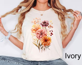 Comfort Colors® Wildflower Shirt, Vintage Cottagecore Shirt, Floral TShirt, Pastel Floral Nature Shirt, Naturel Flower Shirt, Gift for Women