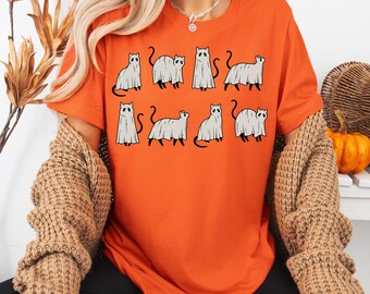 Halloween Cat Shirt, Cat Shirt, Ghost Cat Shirt, Halloween Shirt, Halloween Cat Tee, Cat Lover Shirt, Black Cat Shirt, Spooky Season,Cat Tee