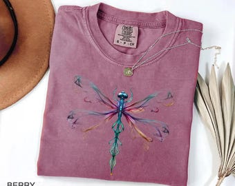 Comfort Colors® Bright Golden Dragonfly Shirt, Comfort Colors Cute Women T-shirt, Cute Dragonfly Tee, Cute Women Gift, Boho Girly Gift