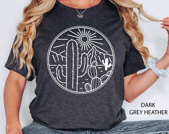Desert Shirt, Cactus Plants, Cactus Shirt, Adventure Shirt, Arizona Shirt, Cactus Scene Shirt, Women Shirt, Desert Adventure,Wild West Shirt