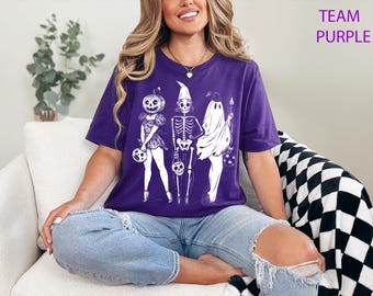 Spooky Girl Squad Shirt, Skeleton Ghost Pumpkin T Shirt, Witchy Fall Shirt, Retro Halloween Sweatshirt, Halloween Gift, Girly Halloween Tee