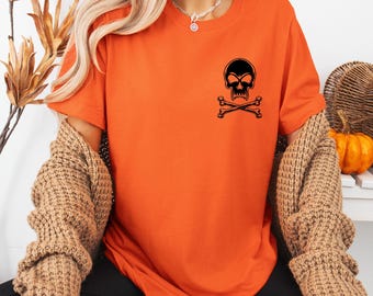 Skull Shirt, Pocket Size Skull, Skeleton Shirt, Halloween Shirt, Party Shirt, Horror Shirt, Halloween Gift, Gothic Shirt, Spooky Season Tee