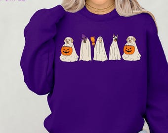 Halloween Ghost Dog Sweatshirt, Halloween Sweater, Ghost Shirt, Halloween Dog Shirt, Ghost Dog Shirt, Halloween Crewneck, Spooky Season Tee