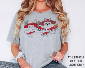 Mushroom Cat T-shirt, Goblincore Shirt, Cottage Core Shirt, Mushroom Lover Tshirt, Gift For Cat Lovers, Countrycore,Mushroom Shirt,Cat Lover
