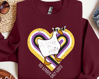 No Gender Only Goose Sweatshirt, Funny Nonbinary Gift, Non Binary Unisex, Adult Gender Neutral, Enby Shirt Present, Subtle Pride Month Shirt