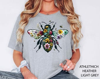 Bee Wildflower Shirt, Bee Shirt, Nature Shirt, Summer Tee, Cute Bee Tee, Bee Botanical Shirt, Honeybee Shirt, Beekeeper Gift,Bee Lover Shirt