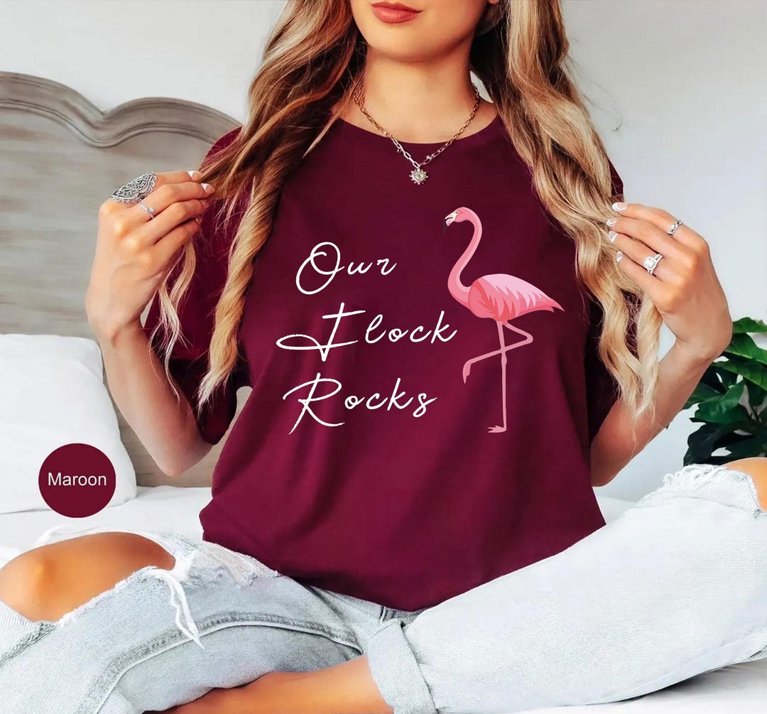Our Flock Rocks Flamingo, Flamingo Shirt, Summer Shirts, Flamingo Gift ...