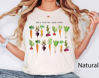 Lets Roots For Each Other Vegetable Shirt, Uplifting T Shirt, Spring T Shirt, Gardening Tee, Turnip Gift, Carrot Outfit, Black Carrot Tee