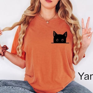 Comfort Colors® Black Cat Shirt, Cat Lover T-Shirt, Cat Lover Gift, Cat Hiding Tee, Gift For Cat Lover, Kitten Shirt, Cat Mom Gift,Cat Owner
