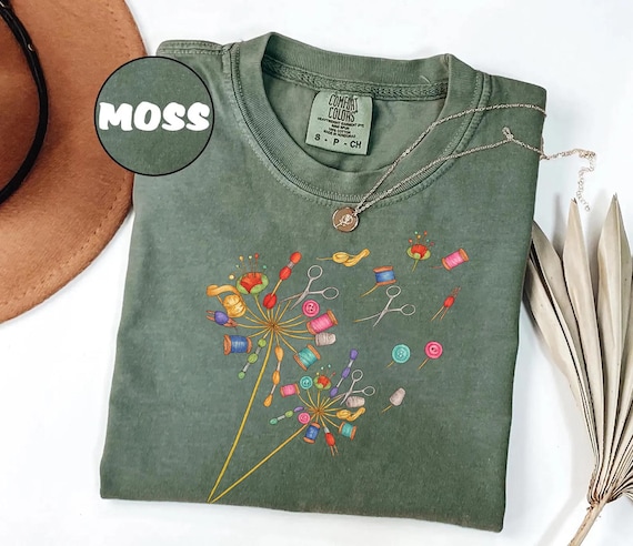 Comfort Colors® Cute Sewing T-shirt, Quilting Equipment Dandelion Shirt, Flying Flower Tee for Quilter, Sewing Lover Gift, Seamstress Shirt