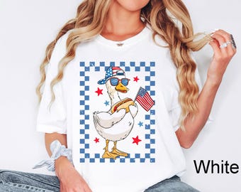 Comfort Colors® Patriotic Goose Shirt, Memorial Day Shirt, Funny Goose Shirt, American Flag Shirt, Fourth Of July Gifts, Red White and Blue