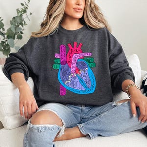 Heart Anatomy Sweatshirt, Cardiac Nursing Gift, Nursing School Shirt, Medical School Student Shirt, Cardiologist Anatomical Heart Shirt