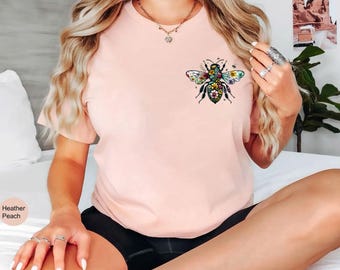 Bee Wildflower Shirt, Bee Shirt, Nature Shirt, Summer Tee, Cute Bee Tee, Bee Botanical Shirt, Honeybee Shirt, Beekeeper Gift,Bee Lover Shirt