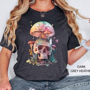Mushroom Shirt, Halloween Mushroom Skull Shirt, Hippie Shirt, Decor Art Shirt, Plant Shirt, Nature Shirt, Gift For Her, Vintage Plant Shirt