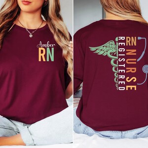 Custom Name Registered Nurse Shirt, Personalized RN Tee, Nurse Graduation Gift, Nursing Student Apparel, Healthcare Worker Customized Gift