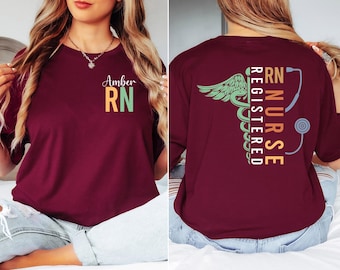 Custom Name Registered Nurse Shirt, Personalized RN Tee, Nurse Graduation Gift, Nursing Student Apparel, Healthcare Worker Customized Gift